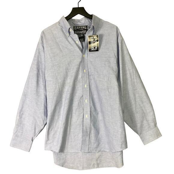 Casual Country Men's 2XL‎ Blue Long Sleeve 100% Cotton Button-Up Dress Shirt NEW - Picture 1 of 7